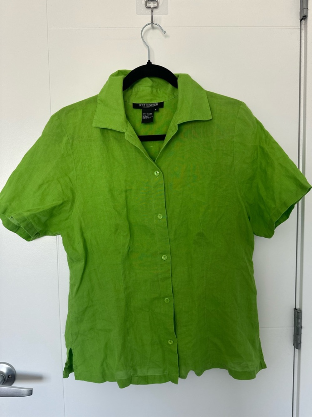 Vintage Holt Renfrew Collection 100% Linen Short-Sleeve Button-Down Shirt